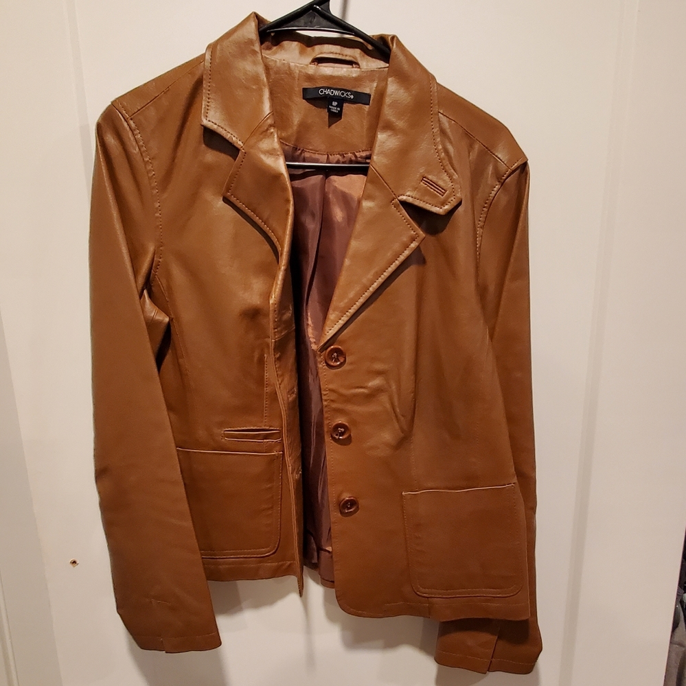 Chadwicks Leather Jacket, brown, 8P